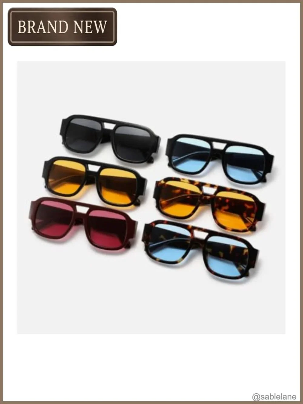 Set of 4 Oversized Retro Square Aviator Sunglasses UV400 Protection